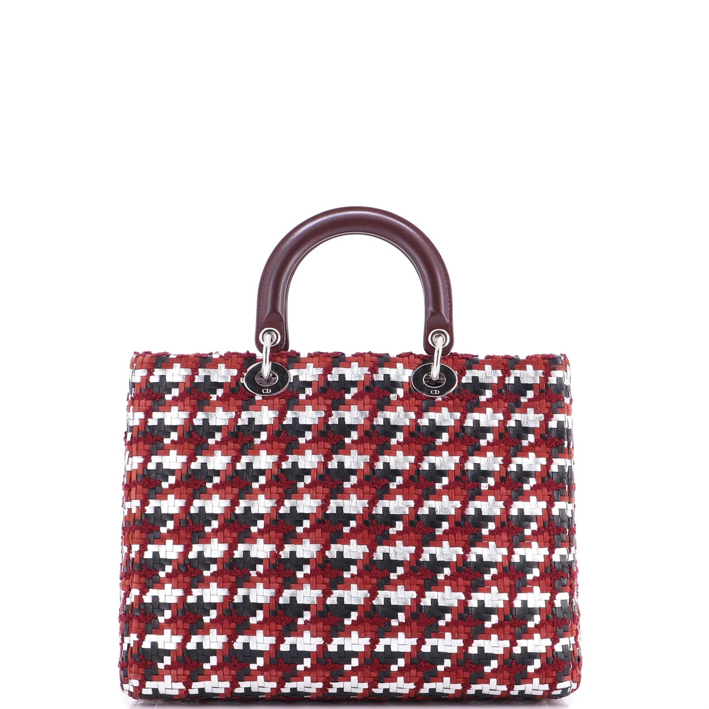 Christian Dior Lady Dior Bag Woven Leather With Tweed Large