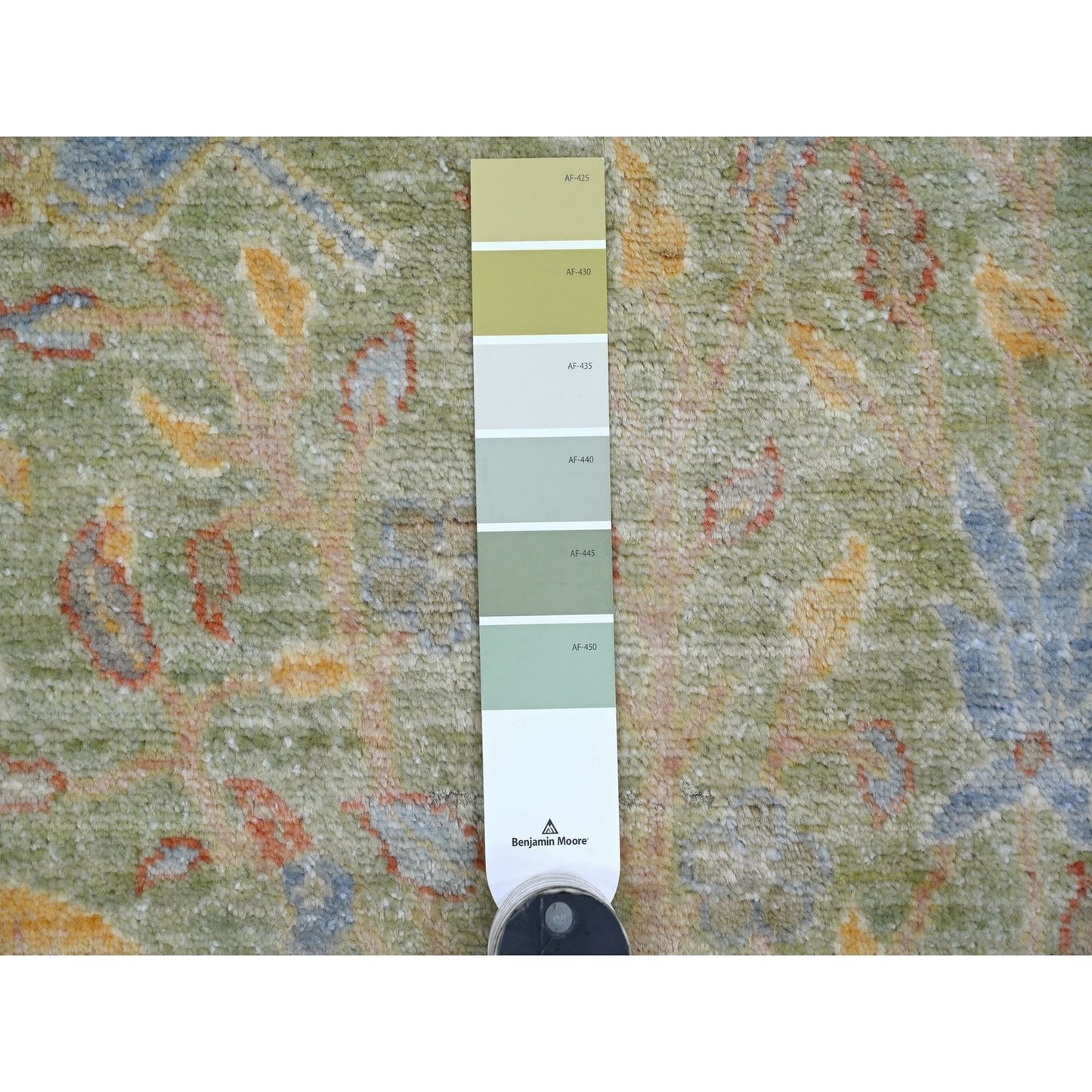 2'X3' Green Wool Rug Peshawar Birds Of Paradise Design Hand Knotted Mat