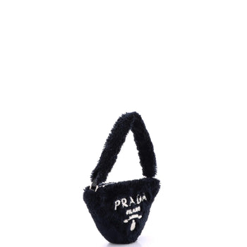 Prada Triangle Top Handle Pouch Bag Terry Cloth Mini