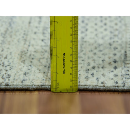 5'4"X7'1" Egret White Hand Knotted Modern Grass Design Wool Oriental Rug