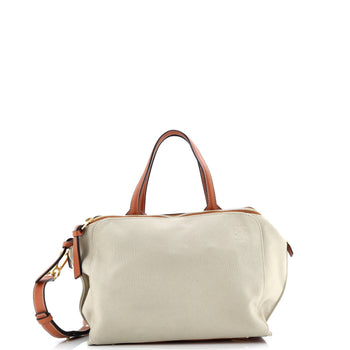 Leather Loewe Double Zip Shoulder Bag Canvas and