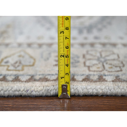 2'7"X5'10" Smoke Gray Zoroastrian Village Wool Hand Knotted Runner Rug