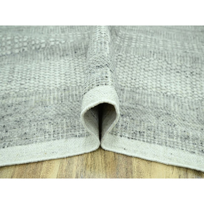 10'1"X13'9" Gray Wool Rug Distressed & Oxidized Grass Design Hand Knotted