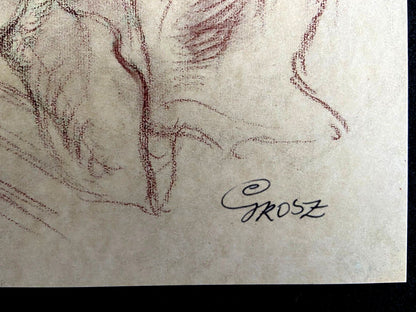 George Grosz Lithograph Coa Signed Op Numbered Stamp (Otto Dix)