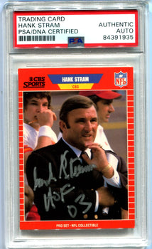 Hank Stram 1989 Nfl Pro Set Autographed Card (Psa Authentic)