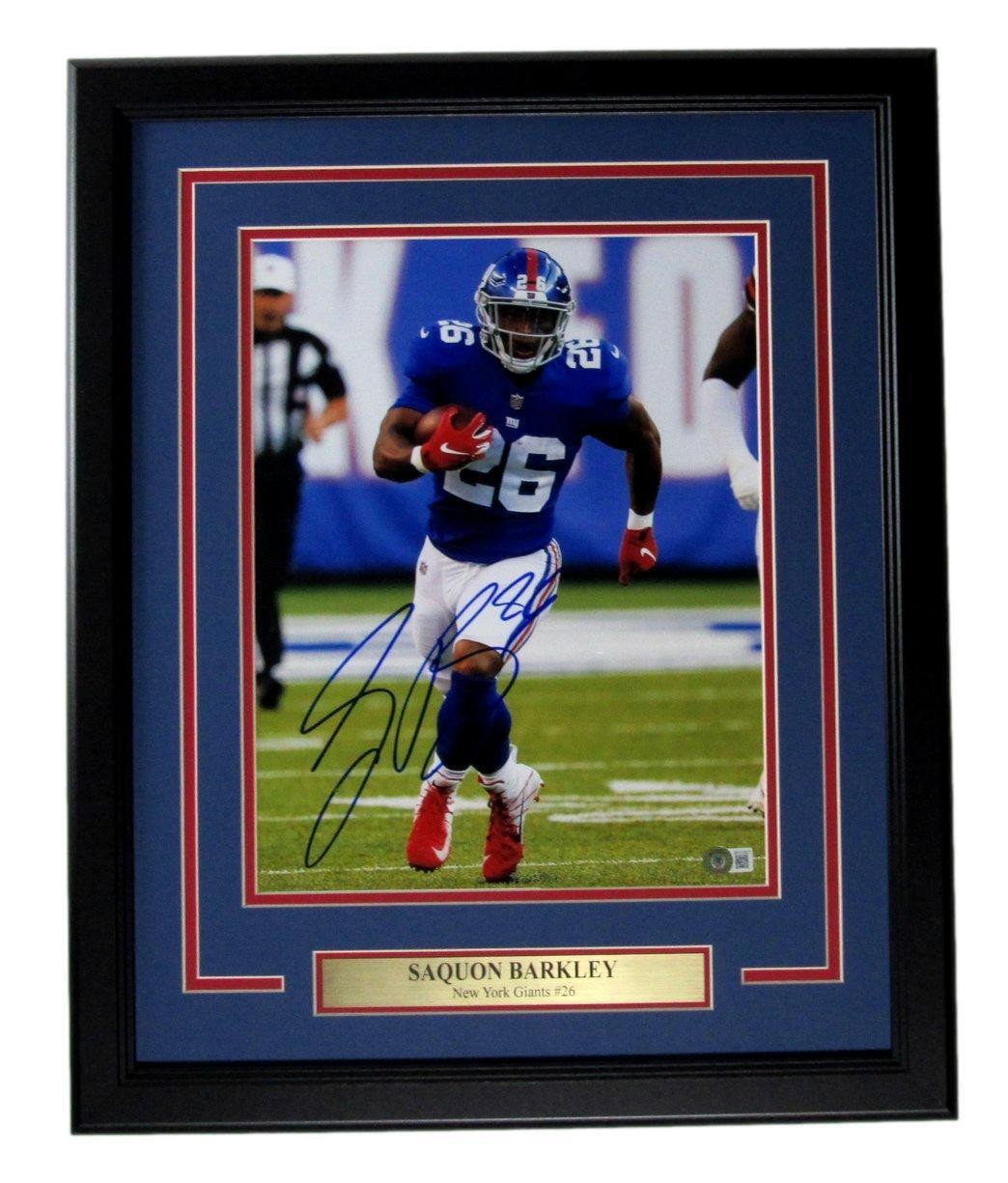 Saquon Barkley Autographed 11X14 Photo New York Giants Framed Beckett