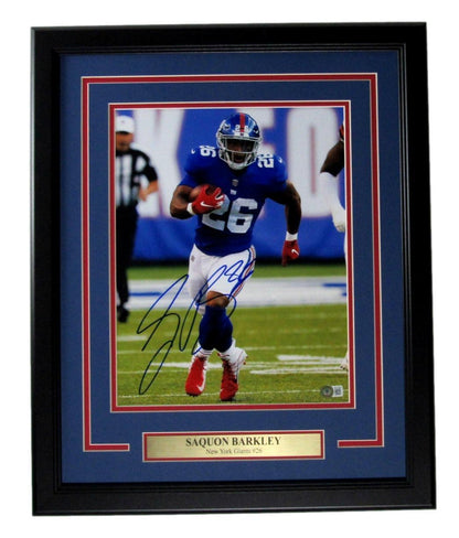 Saquon Barkley Autographed 11X14 Photo New York Giants Framed Beckett