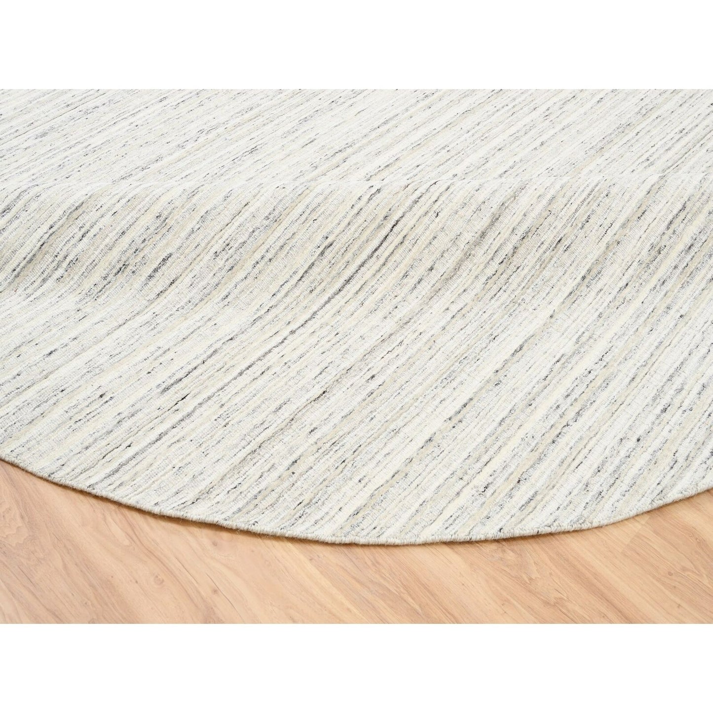 11'10"X11'10" Hand Loomed Natural Wool Plain Modern Design Gray Round Rug