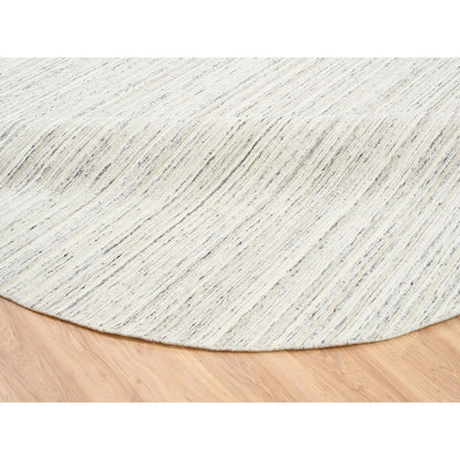 11'10"X11'10" Hand Loomed Natural Wool Plain Modern Design Gray Round Rug