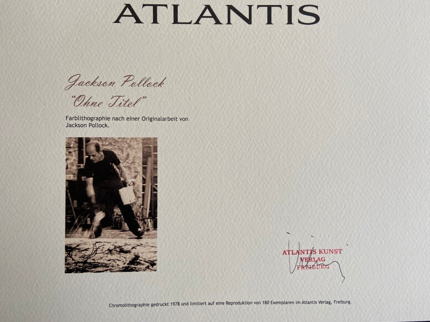 Jackson Pollock Lithograph Coa Signed Numbered By Hand /Mark Rothko