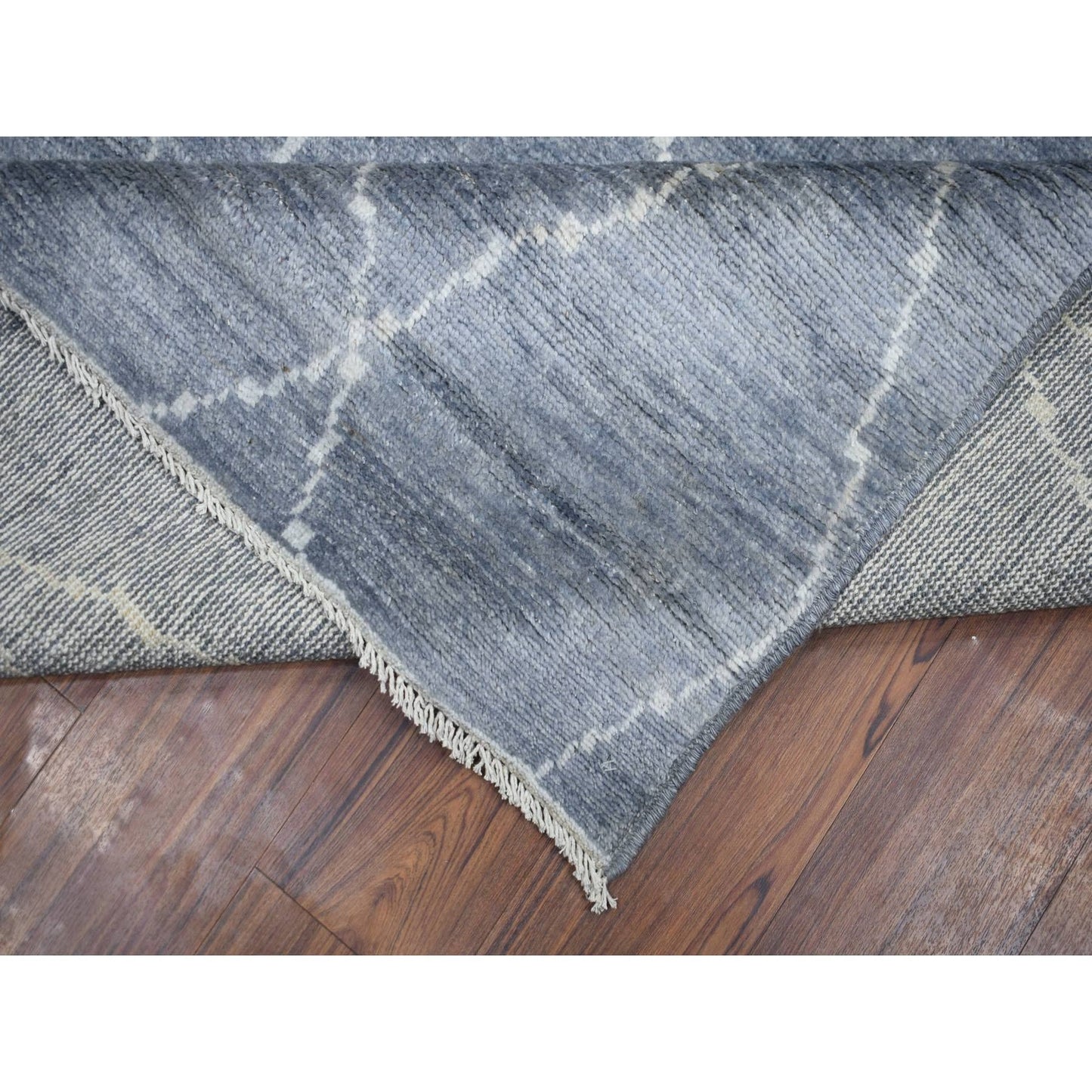 8'6"X11'6" Gray, Hand Knotted, Moroccan Berber, Soft Wool Rug
