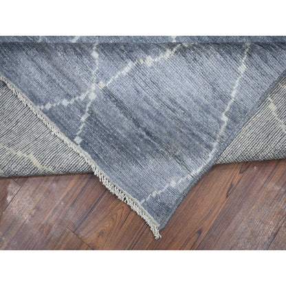 8'6"X11'6" Gray, Hand Knotted, Moroccan Berber, Soft Wool Rug