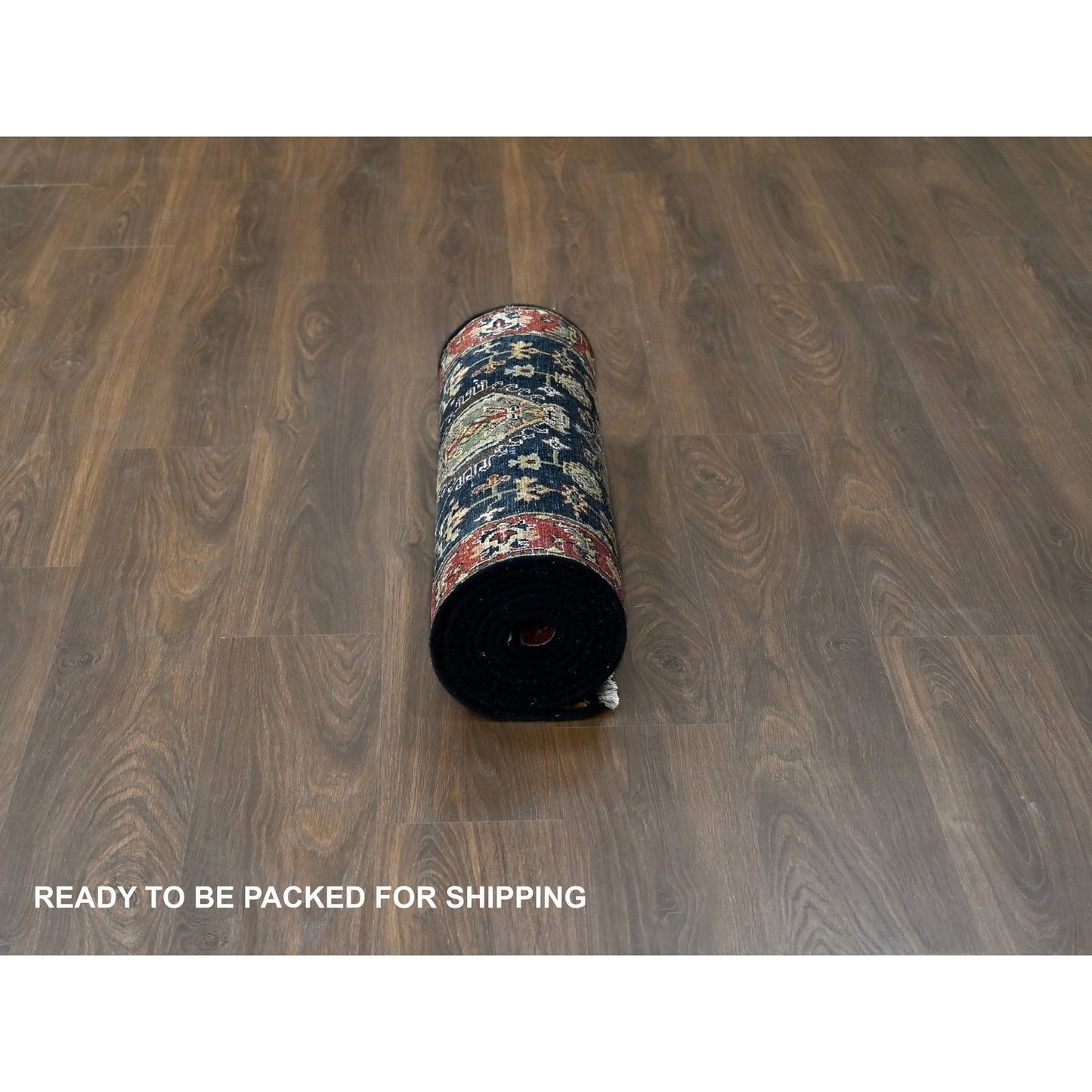 2'7"X10'1" Black Organic Wool Hand Knotted Karjihooz Design Runner Rug