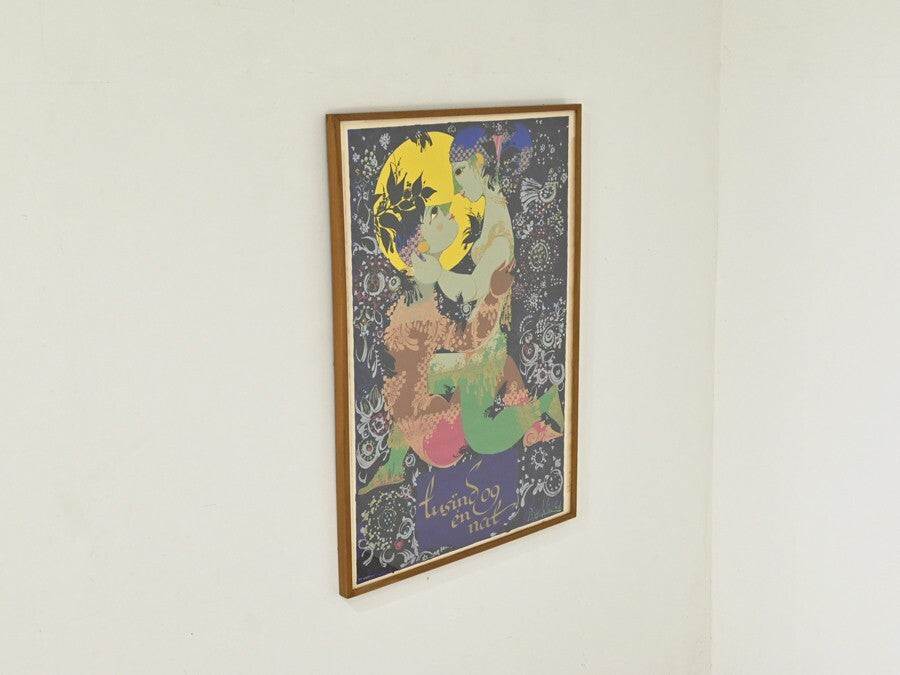 Vintage Bjorn Wiinblad 1001 Nights Original Serigraph Poster Signed Framed