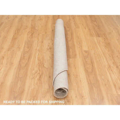 5'9"X5'9" Taupe Fine Jacquard Hand Loomed Round Wool And Art Silk Rug