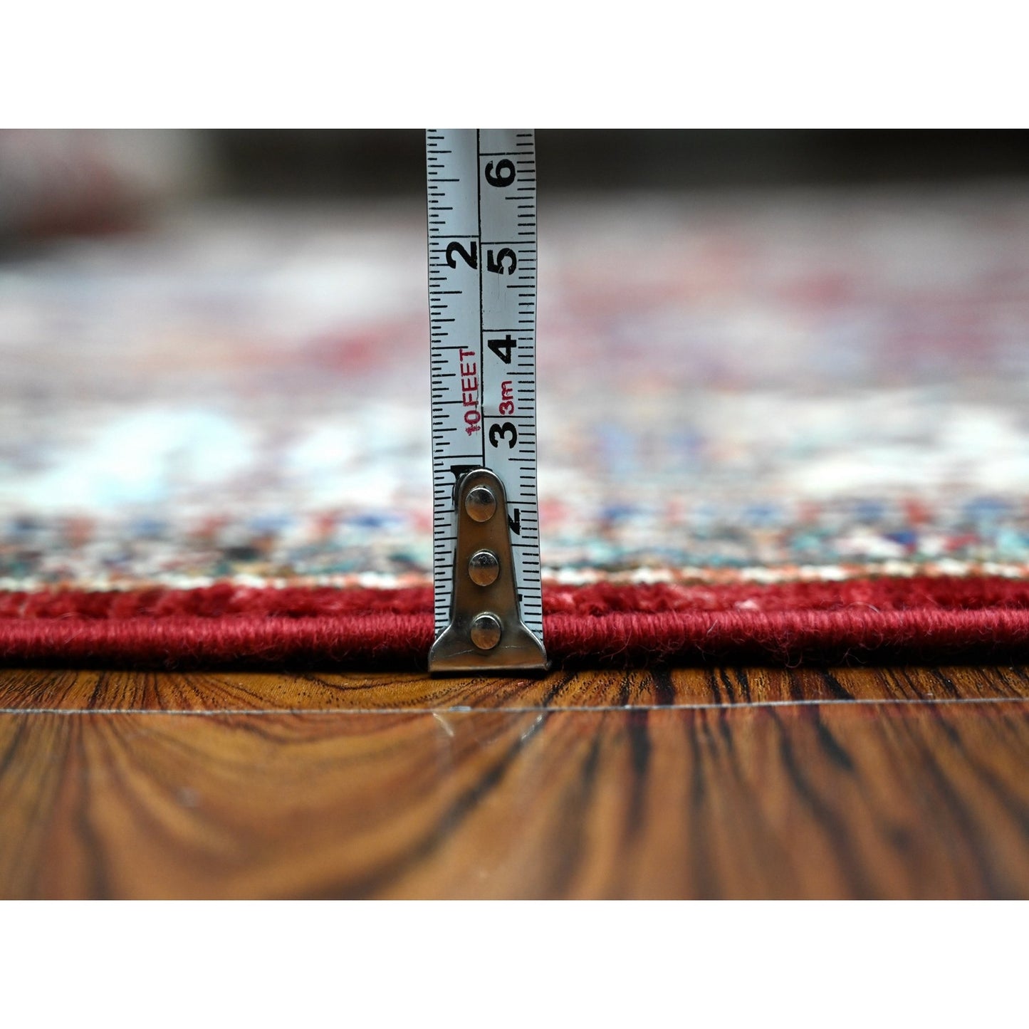 6'1"X9'3" Currant Red Hand Knotted Super Kazak Geometric Oriental Rug