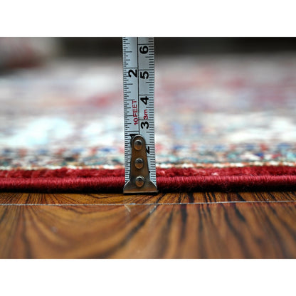 6'1"X9'3" Currant Red Hand Knotted Super Kazak Geometric Oriental Rug