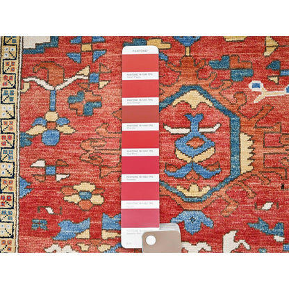 9'X11'6" Red Soft Wool Afghan Peshawar Hand Knotted Oriental Rug