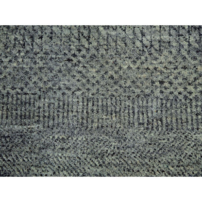 12'X12' Krypton Gray Hand Knotted Modern Grass Design Square Oriental Rug