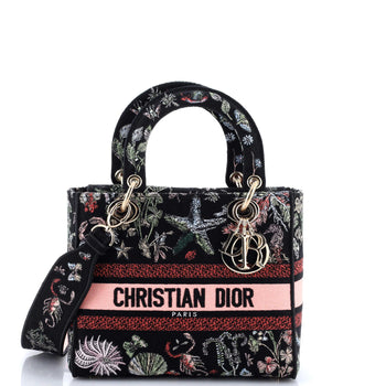 Christian Dior Lady D-Lite Bag Embroidered Canvas Medium
