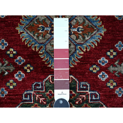 2'8"X7' Red Hand Knotted Super Kazak Geometric Wool Runner Oriental Rug