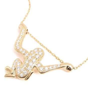 Mikimoto Monkey Motif Diamond And Pearl Necklace 0.40Ct Gold K18