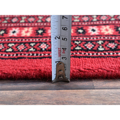 2'6"X12'5" Ajax Red Princess Bokara Soft Wool Hand Knotted Runner Rug