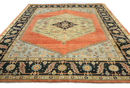 Tribal Geometric Heriz Serapi Oriental Rug Living
