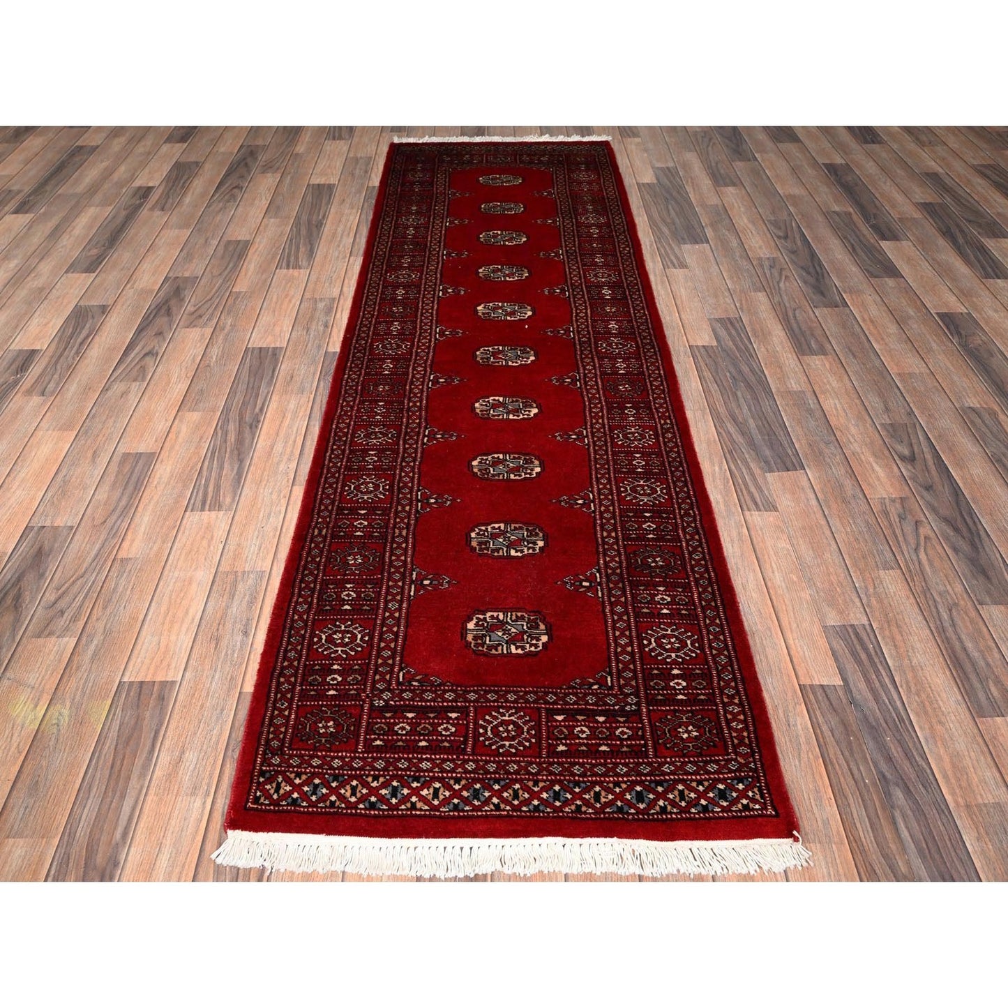 2'7"X8'5" Red Princess Bokara Tribal Medallion Rug Wool Hand Knotted Runner