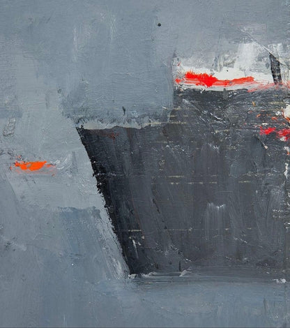 Yannis Markantonakis Port Landscape Orange I Original Oil Painting 1993 Signed