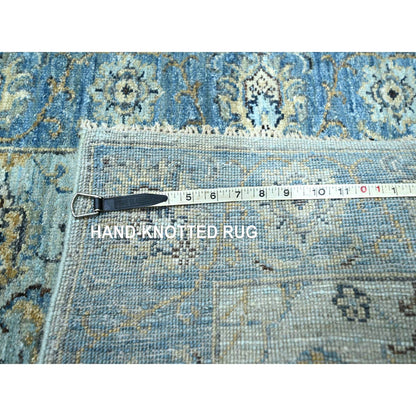 2'7"X25'9" Blue Shah Abbas Flower Design All Wool Hand Knotted Runner Rug