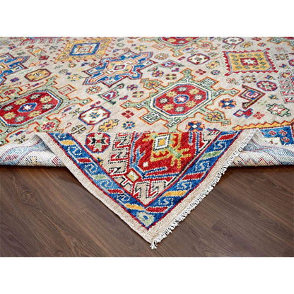 12'X17'9" Camel Geometric Design Wool Hand Knotted Oversize Oriental Rug