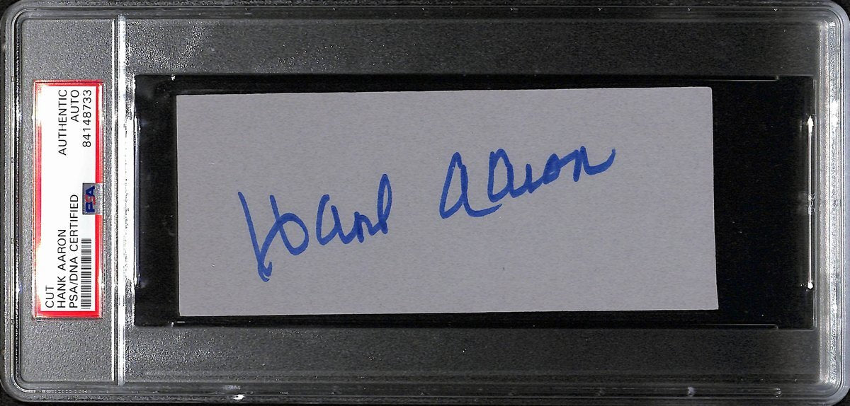 Hank Aaron Hof Signed/Autographed 6X2.5 Cut Card Atlanta Braves Psa/Dna 193442