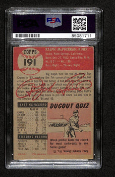 Ralph Kiner Hof Signed 1953 Topps Card #191