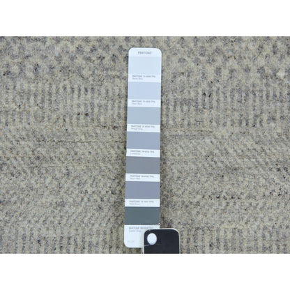 6'X6' Goose Gray 100% Undyed Wool Hand Knotted Grass Design Square Rug