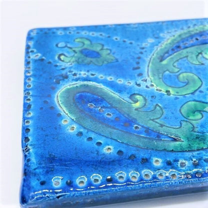 Vintage Bitossi Aldo Londi Box Blue & Green Art Pottery Trinket Box Mid Century