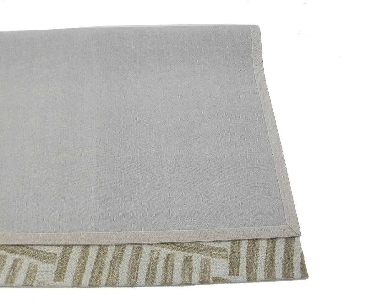 Hand-Knotted Tan Geometric Wool Area Rug Modern