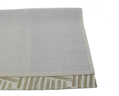 Hand-Knotted Tan Geometric Wool Area Rug Modern