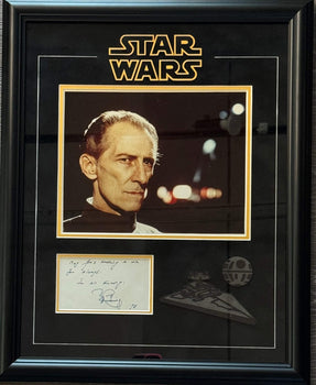 Peter Cushing Autographed Framed 3X5 Index Card (Jsa)