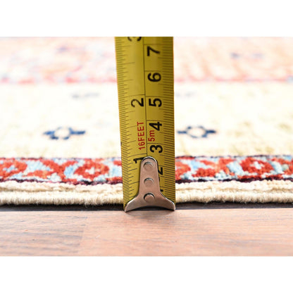 4'10"X7' White Hand Knotted 100% Wool Mamluk Design Oriental Rug