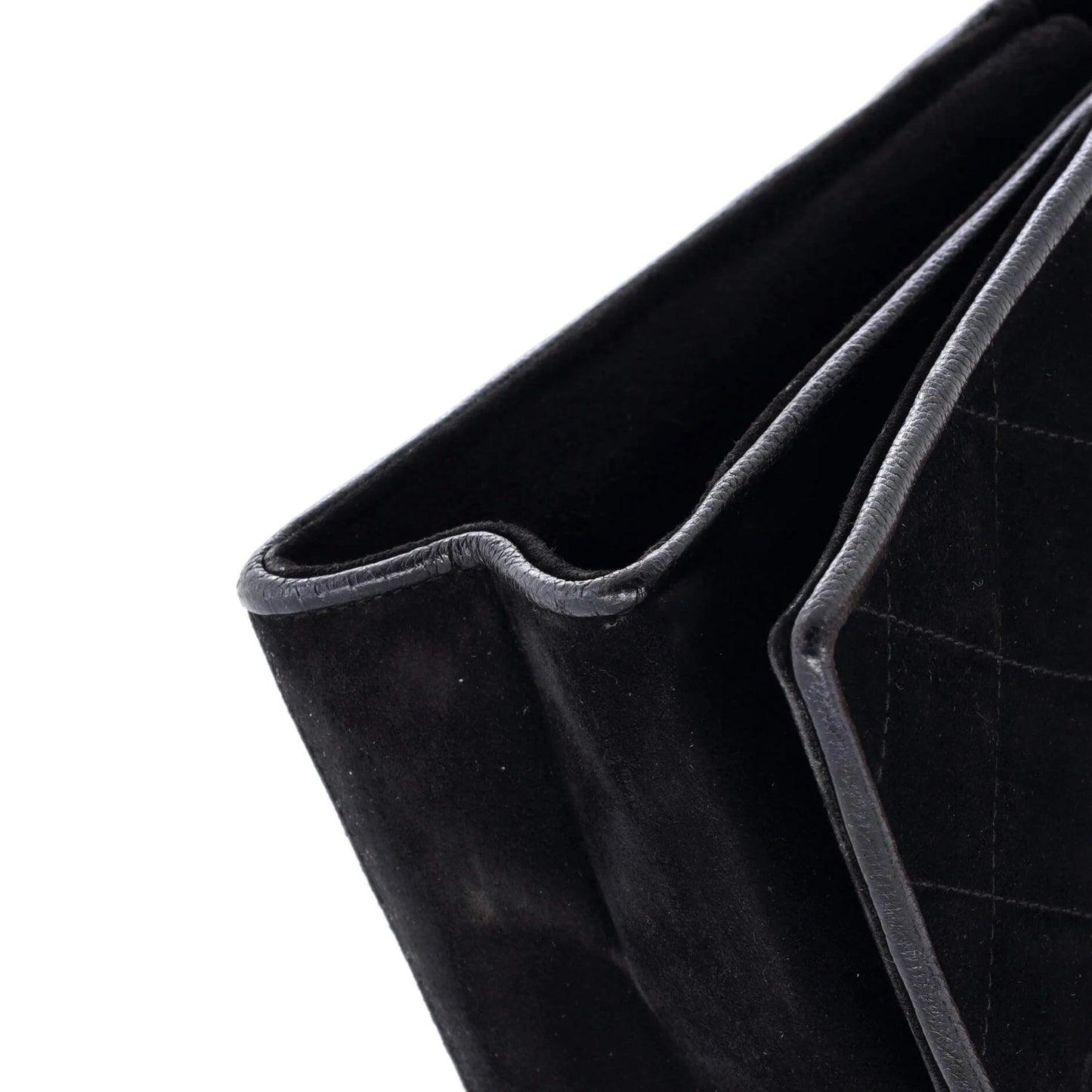 Chanel Vintage Cc Chain Full Flap Bag Quilted Suede Small