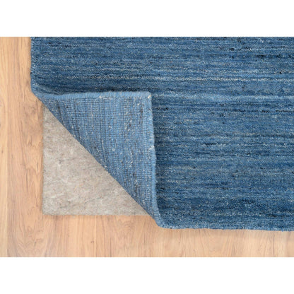 6'X9' Denim Blue Pure Wool Hand Loomed Modern Design Oriental Rug