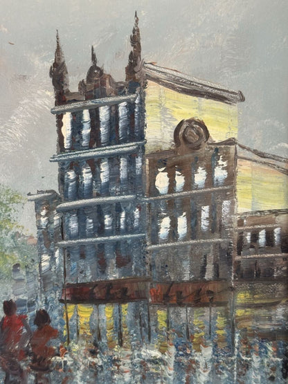 Caroline Burnett Oil Painting Paris Street Scene Original Signed Vintage Framed