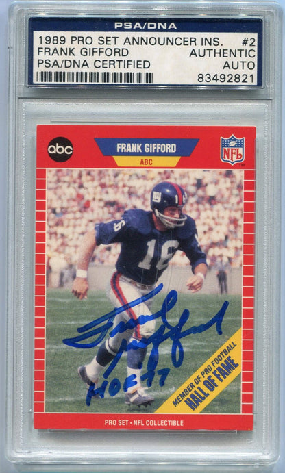 Frank Gifford 1989 Pro Set Autographed Card #2 Psa/Dna Authenticated