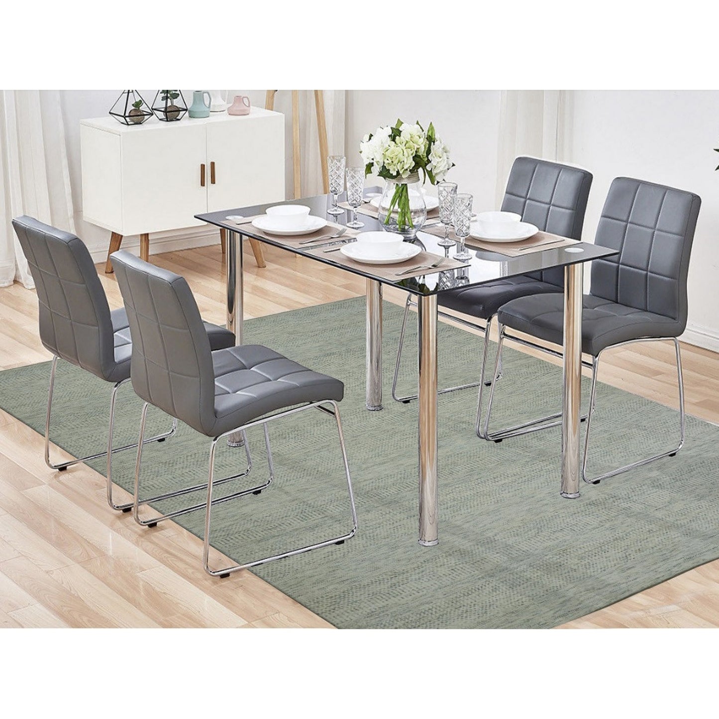 8'1"X9'10" Ivory Modern Grass Hand Knotted Sustainable Textile Wool Rug