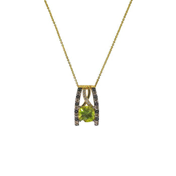 14K Yellow Gold Peridot & Diamond Necklace 4.9G