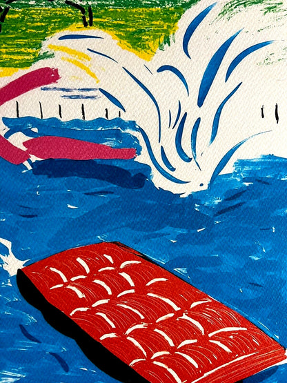 David Hockney "Swimming" Lithograph Coa Signed