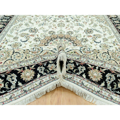 9'X12'2" Snowbound White Hand Knotted Nain 250 Kpsi Design 100% Wool Rug