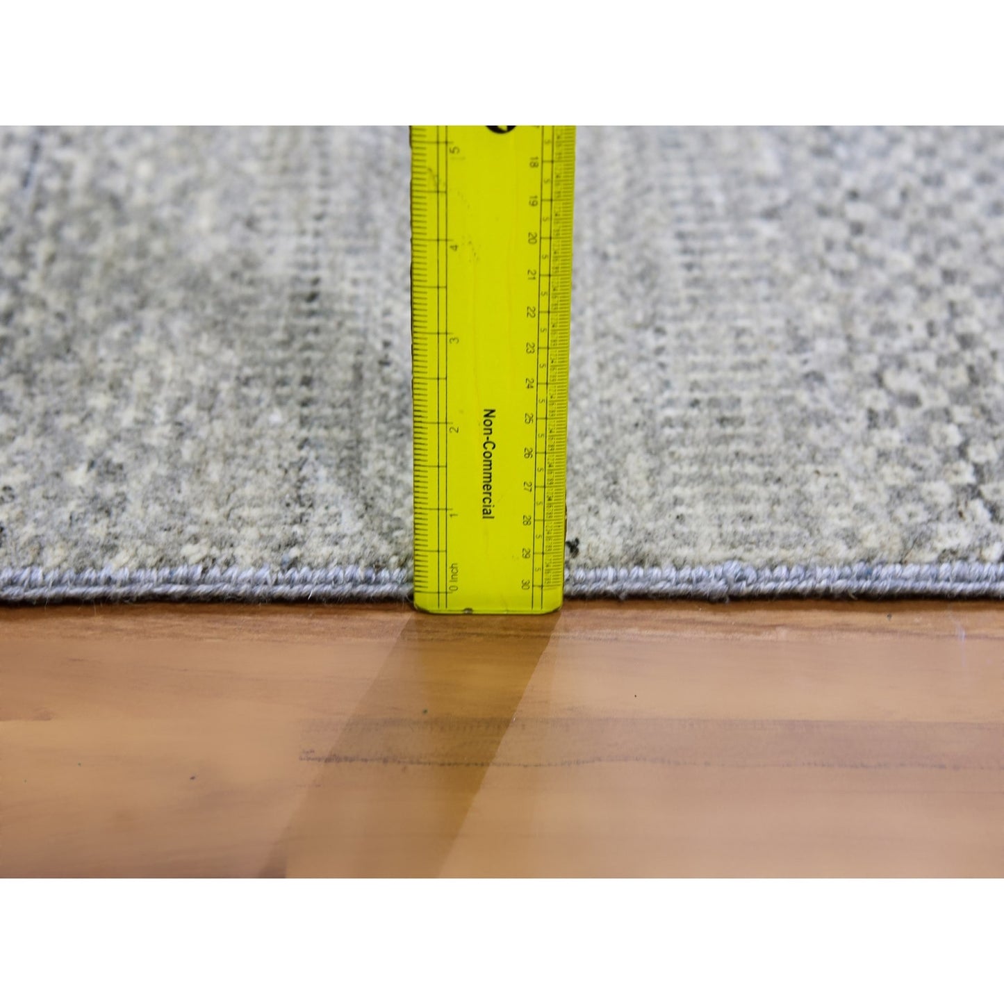 3'X5'3" Perfect Gray Undyed Wool Modern Grass Design Hand Knotted Rug