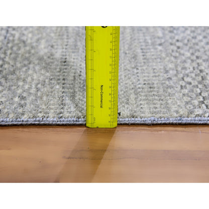 3'X5'3" Perfect Gray Undyed Wool Modern Grass Design Hand Knotted Rug